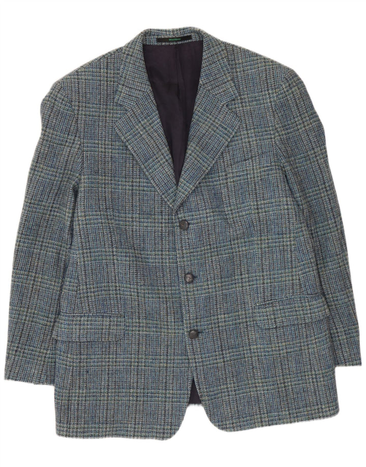 WESTBURY Blazerjakke til mænd med 3 knapper UK 54 2XL Blå Houndstooth Uld