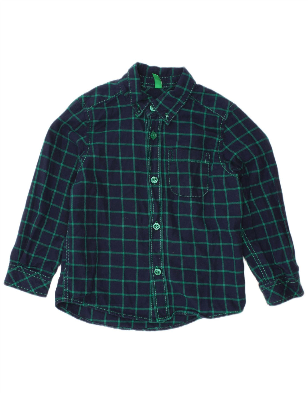 BENETTON Flannelskjorte til baby drenge 18-24 måneder marineblå ternet bomuld