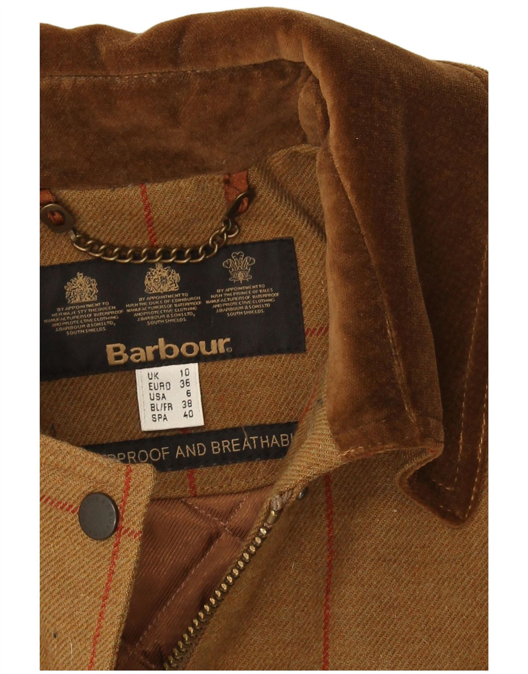 Barbour Dame Oversized Overfrakke UK 10 Small Beige Check
