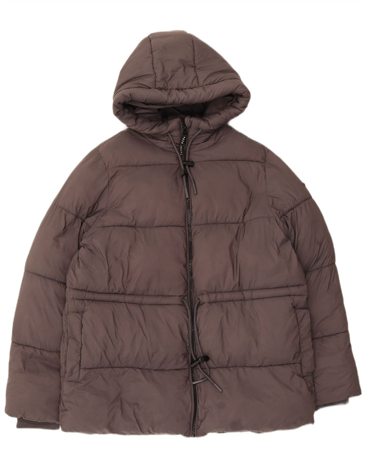 PEPE Jeans Dame Hætte Oversized Polstret Jakke UK 10 Lille Grå Polyester