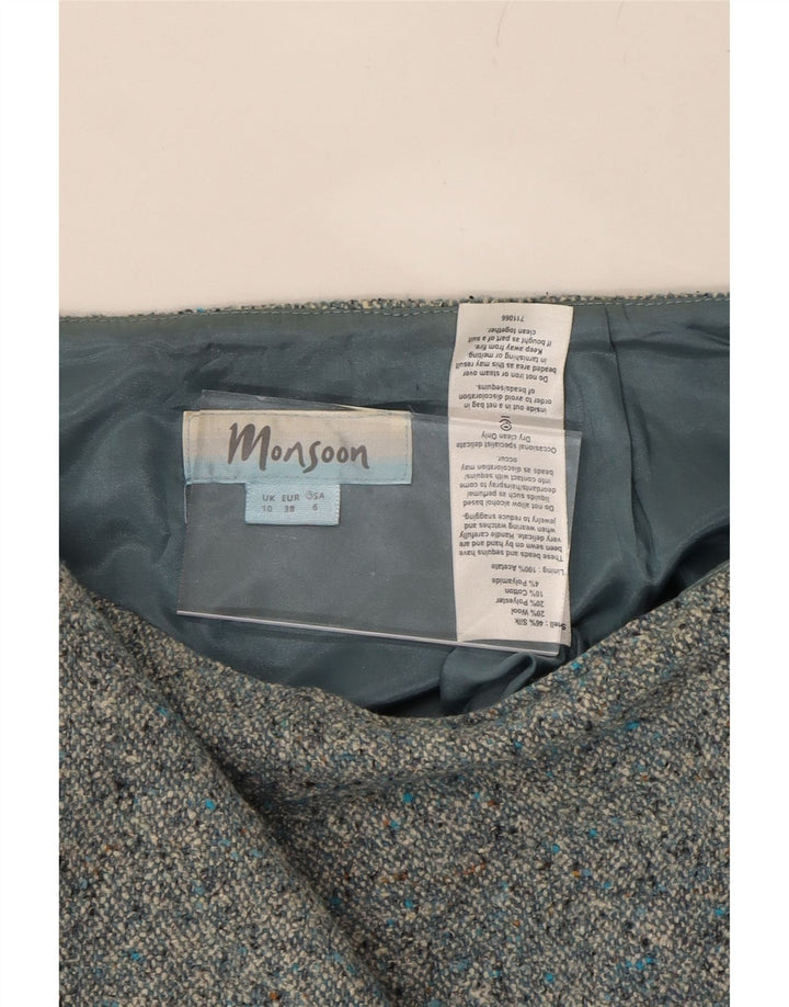 MONSOON Womens Straight Skirt UK 10 Small W27  Grey Flecked Silk Vintage Monsoon and Second-Hand Monsoon from Messina Hembry 