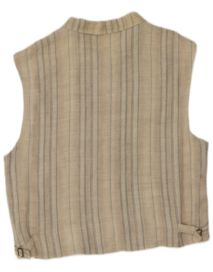 Vintage Herre Gilet Medium Beige Stribet