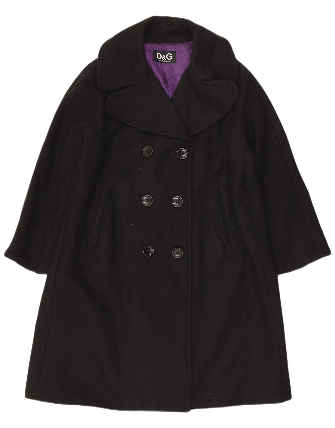 Dolce & Gabbana Dame Oversized Dobbeltradet Frakke IT 38 XS Sort Uld