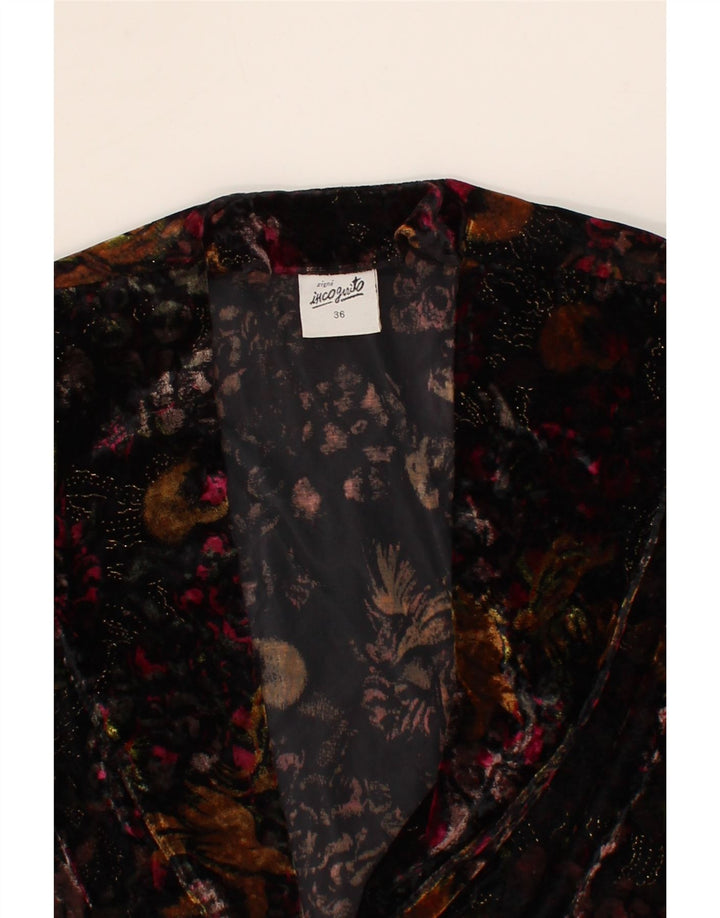 INCOGNITO Womens 1 Button Blazer Jacket EU 36 Small Black Floral Acetate Vintage Incognito and Second-Hand Incognito from Messina Hembry 