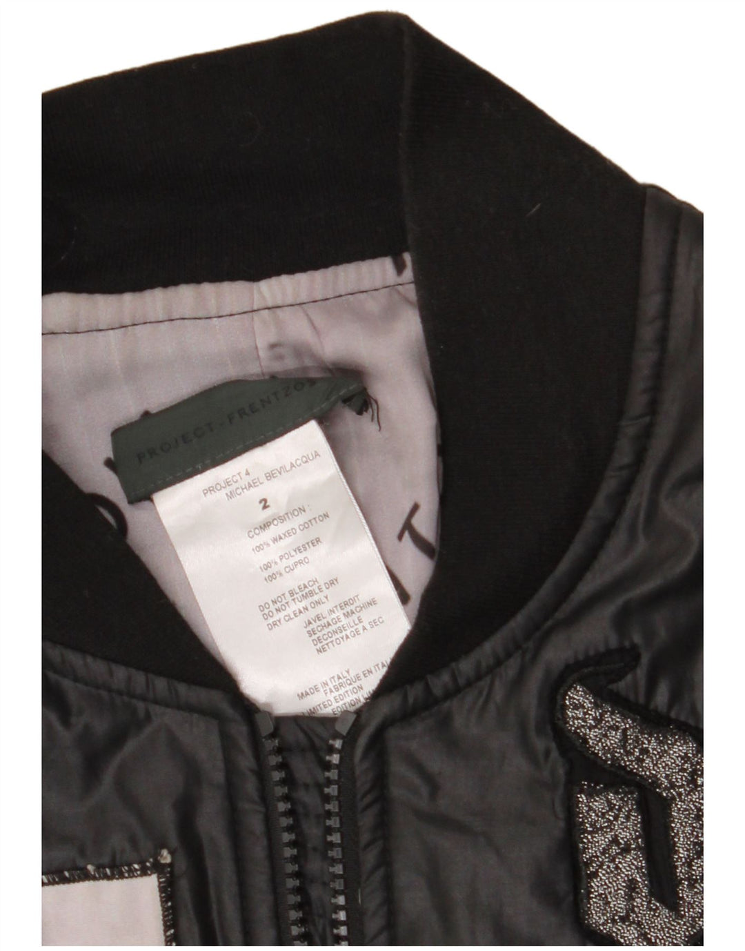 Vintage Herre Bomber Graphic Waxed Jacket UK 38 Medium Black Patchwork