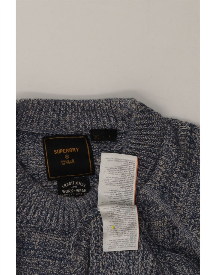 Superdry sweater med rund hals til mænd, stor blå stribet bomuld