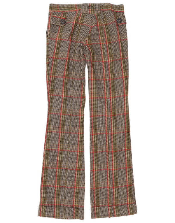 Replay Kvinders Wide Ben Casual Bukser W28 L35 Brun Houndstooth Bomuld