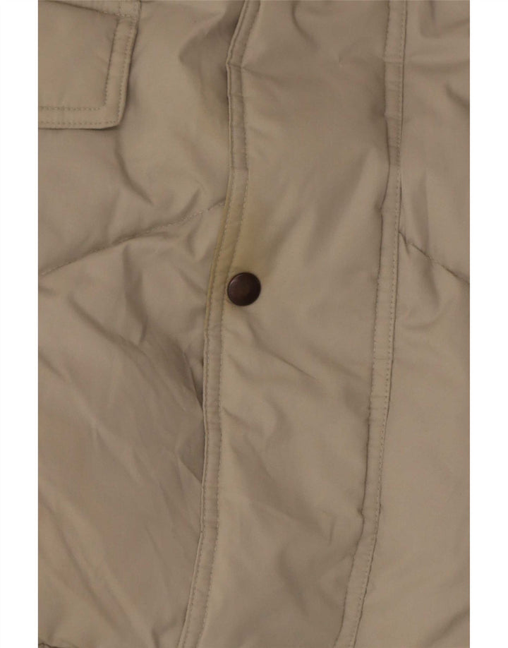Vintage polstret jakke med hætte til mænd UK 42 XL Beige Polyester