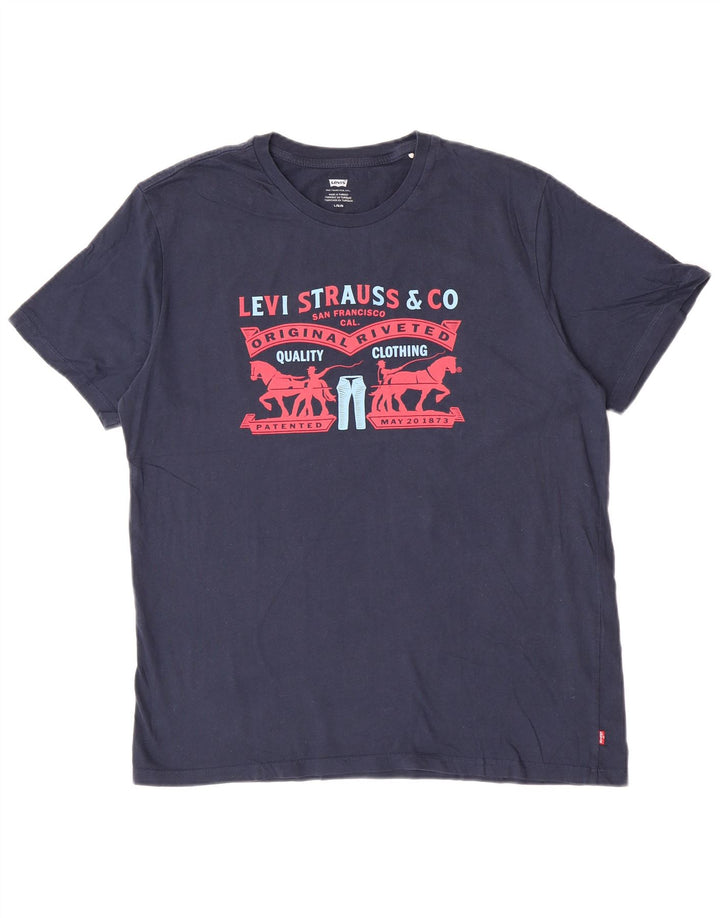 Levi's Herre grafisk T-shirt Top Stor marineblå bomuld