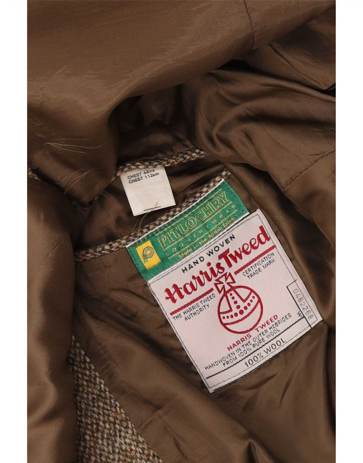 Harris Tweed Herre 2 Button Blazer Jacket UK 44 XL Brun Uld