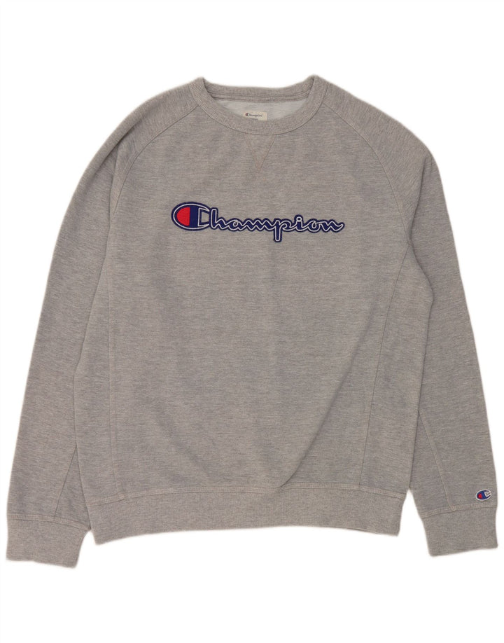 Champion Herre Grafisk Sweatshirt Jumper Stor Grå Bomuld