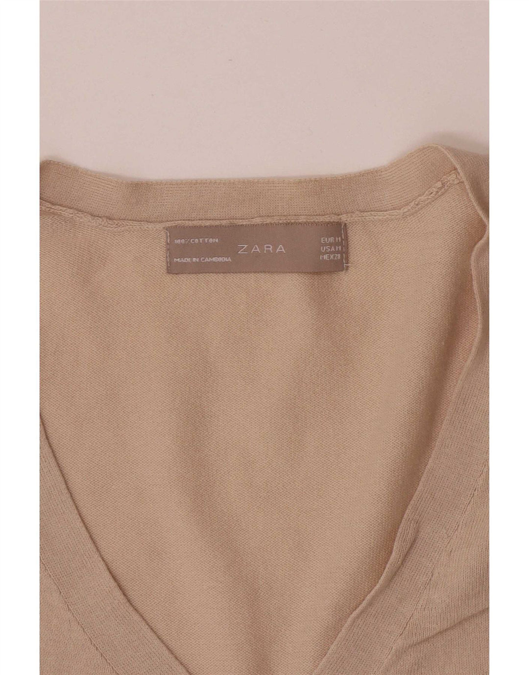 Zara Dame Cardigan Sweater UK 12 Medium Beige Bomuld