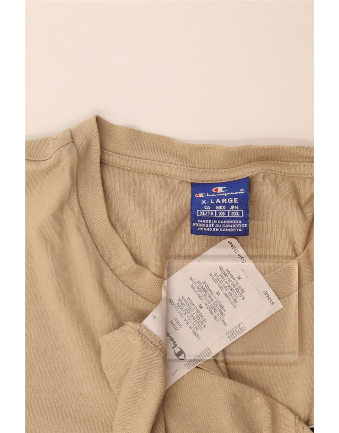 Champion Herre T-Shirt Top XL Beige Bomuld