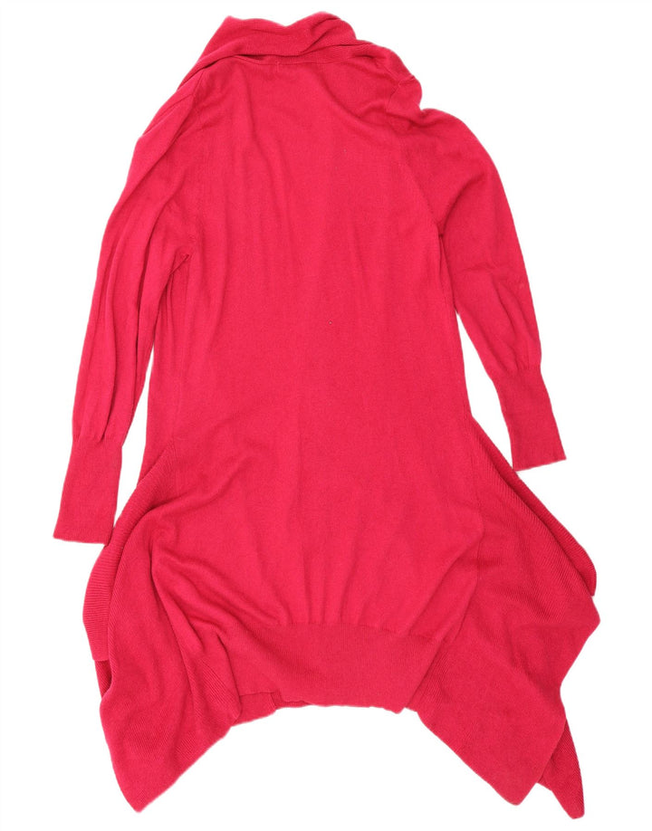 Marks & Spencer Dame Asymmetrisk Cardigan Sweater UK 12 Medium Pink