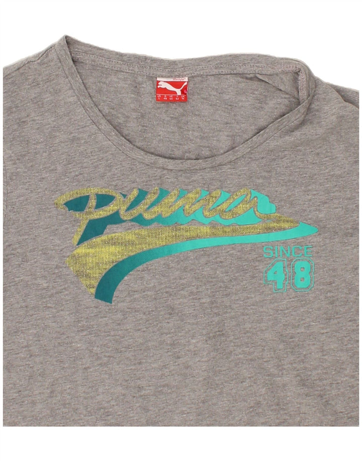 PUMA Womens Graphic T-Shirt Top UK 14 Large Grey Vintage Puma and Second-Hand Puma from Messina Hembry 