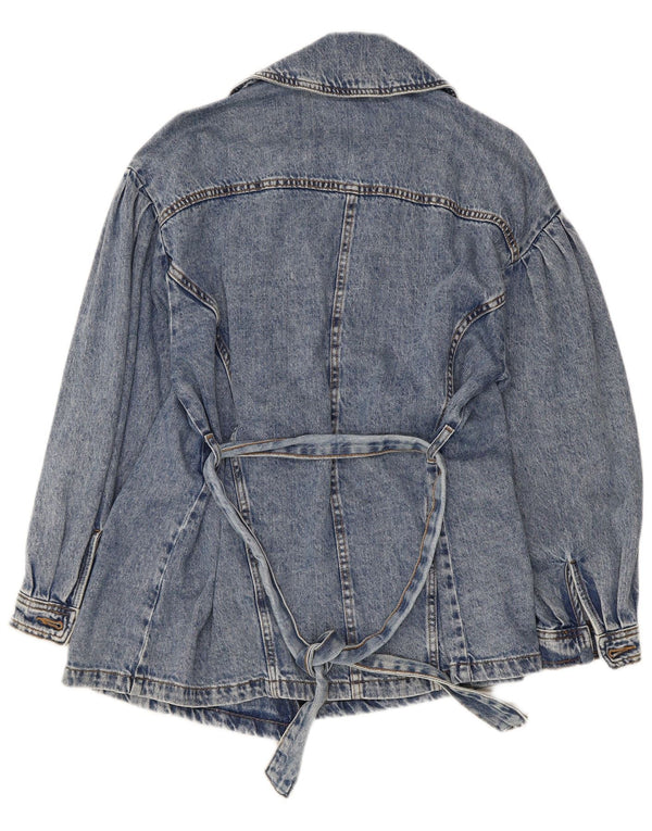 Zara Dame Denim Jacket UK 10 Small Blue Cotton