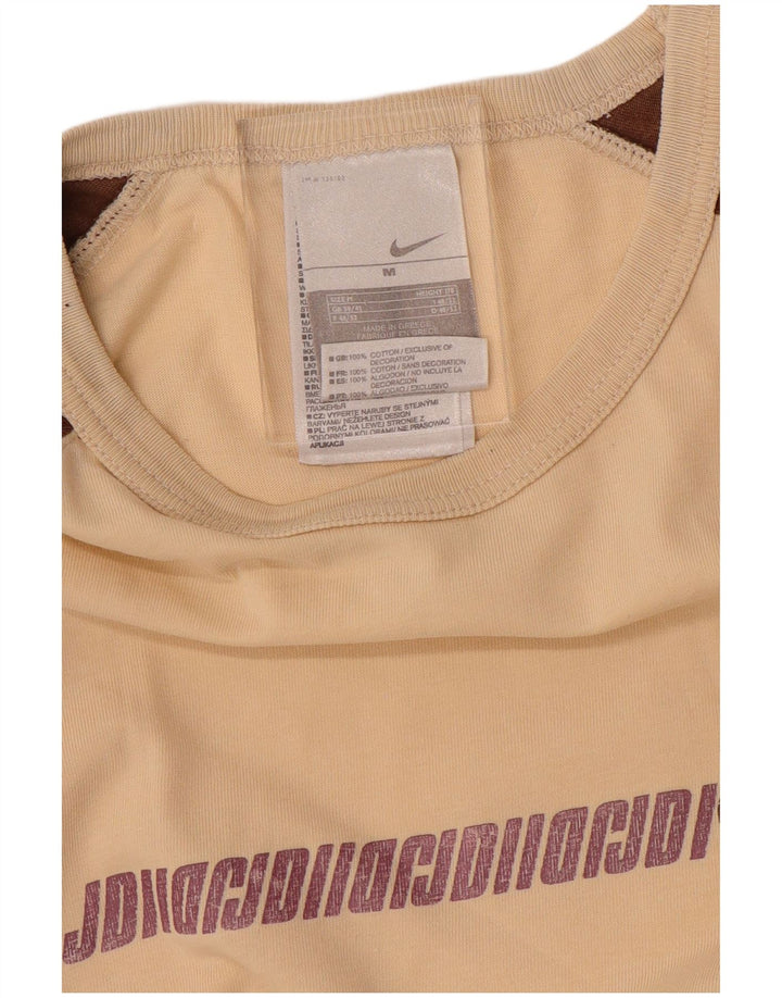 NIKE grafisk T-shirt top til mænd UK 39/41 Medium Beige Colourblock Bomuld