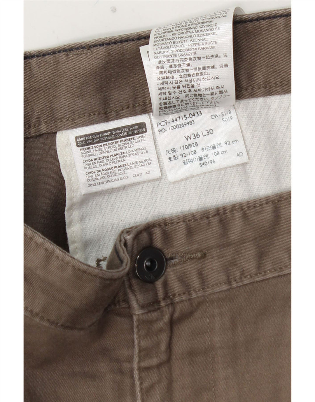 DOCKERS Herre Khakis Slim Chino Bukser W36 L28 Grå Bomuld