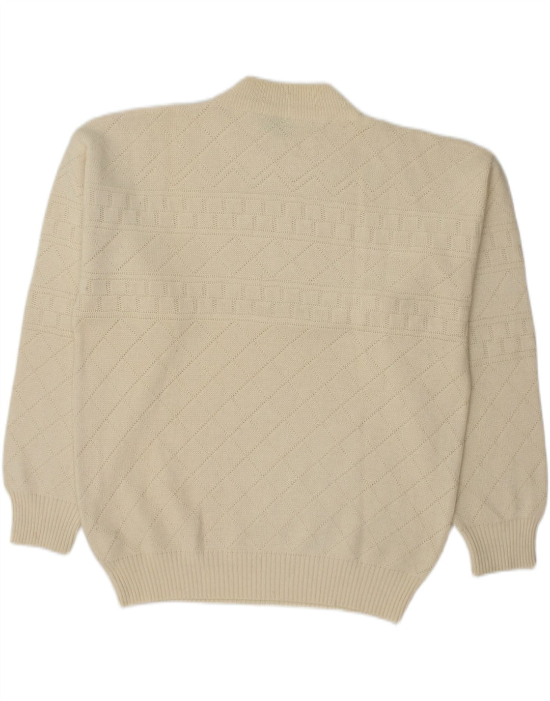 SETTEBELLO Mens Crew Neck Jumper Sweater Medium Off White Wool Vintage Settebello and Second-Hand Settebello from Messina Hembry 