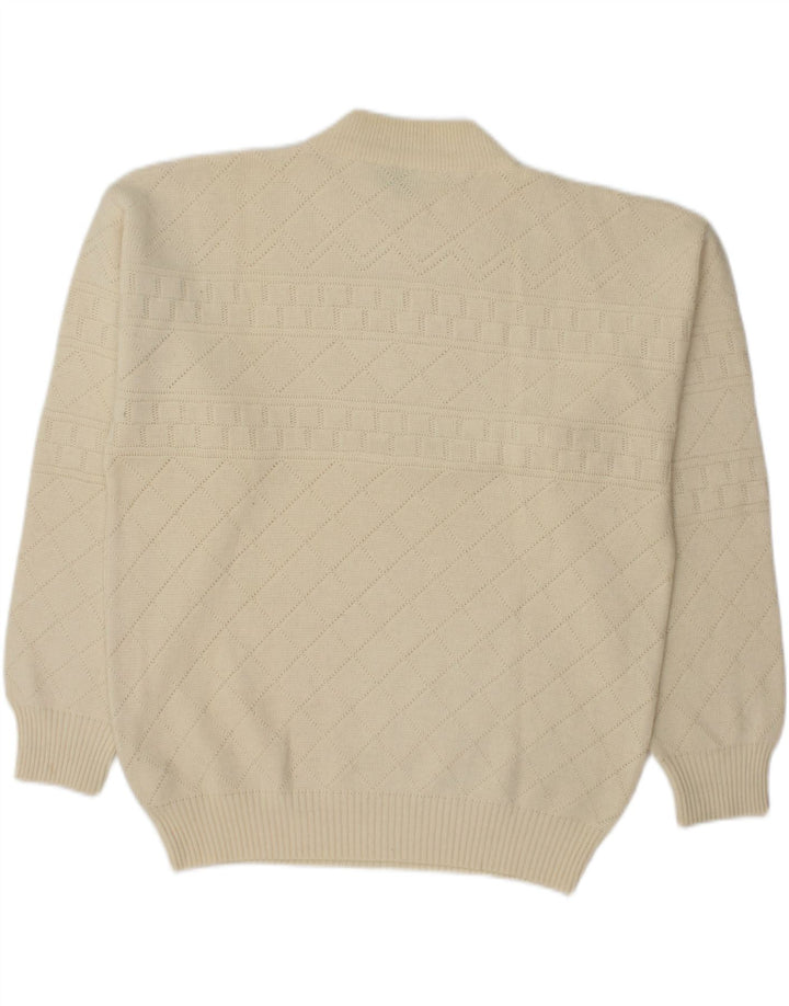 SETTEBELLO Mens Crew Neck Jumper Sweater Medium Off White Wool Vintage Settebello and Second-Hand Settebello from Messina Hembry 