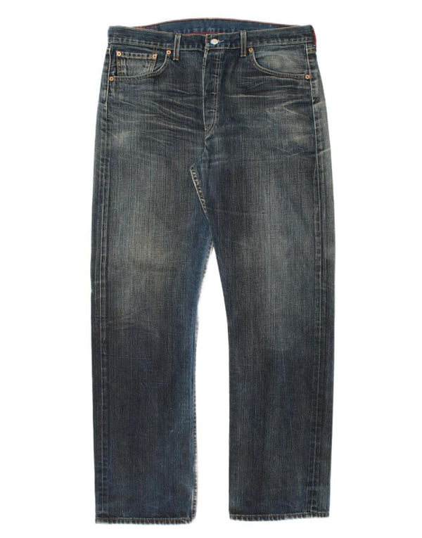 Levi's Herre 501 Straight Jeans W38 L34 Marineblå Bomuld