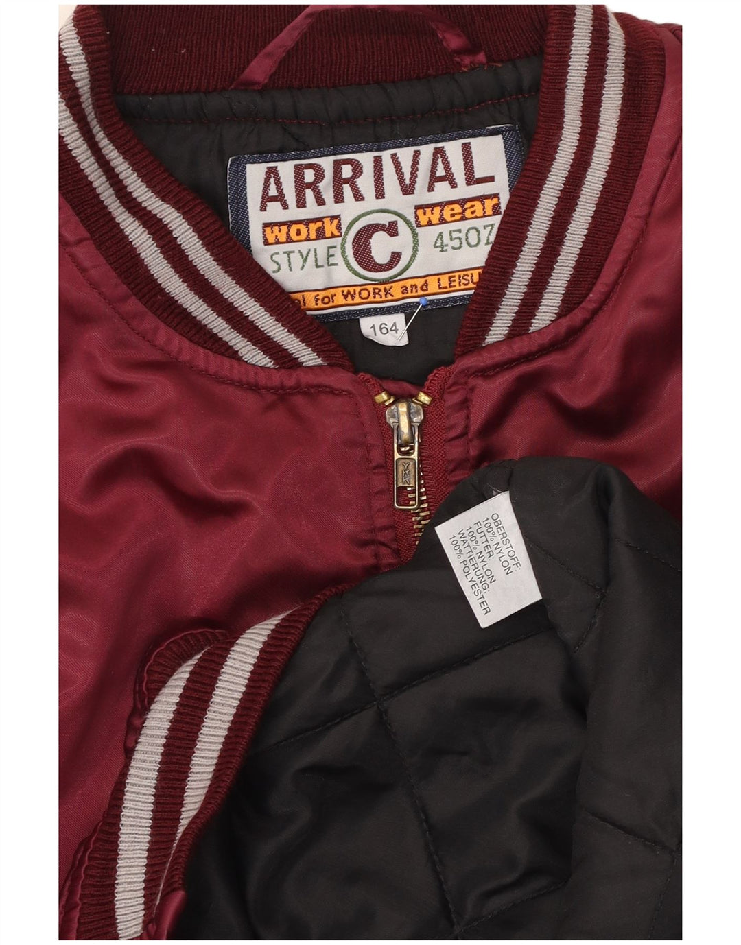 VINTAGE Boys Bomber Jacket 13-14 år Burgundy Nylon