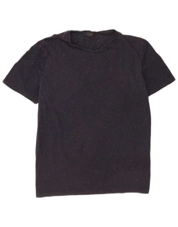 Cos Herre T-shirt Top Medium Marineblå Flecked Bomuld