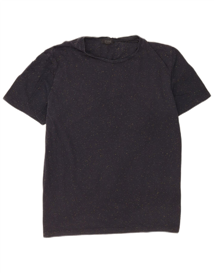 Cos Herre T-shirt Top Medium Marineblå Flecked Bomuld