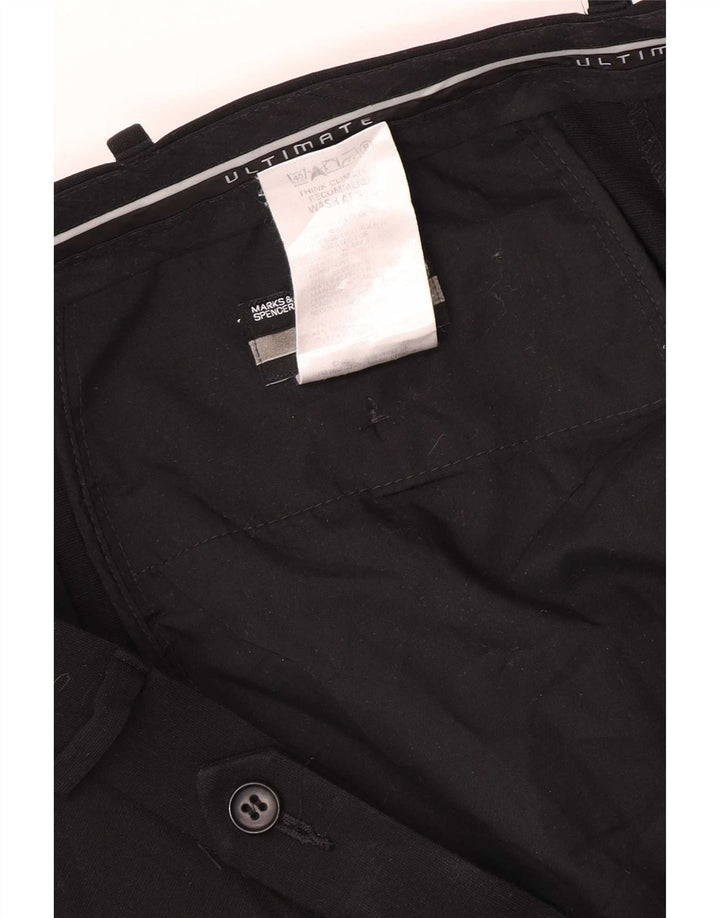 Marks & Spencer Herre Regular Suit Bukser W38 L33 Sort Polyester