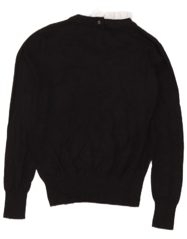 Zara Dame Boat Neck Jumper Sweater UK 16 Large Black Viscose