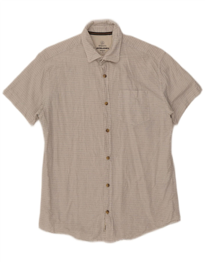 Jack & Jones Kortærmet Herreskjorte Medium Off White Plettet bomuld