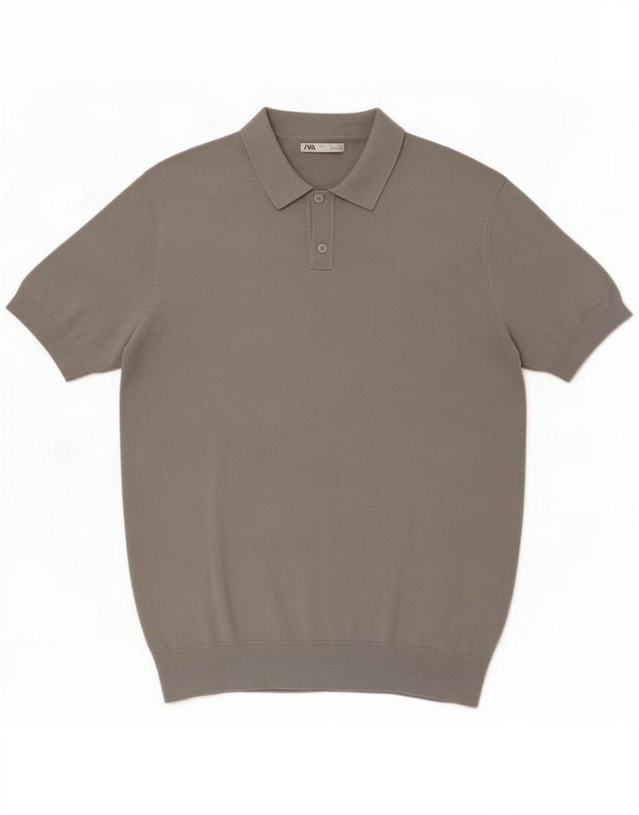 Zara Poloshirt til mænd Large Grey Lyocell