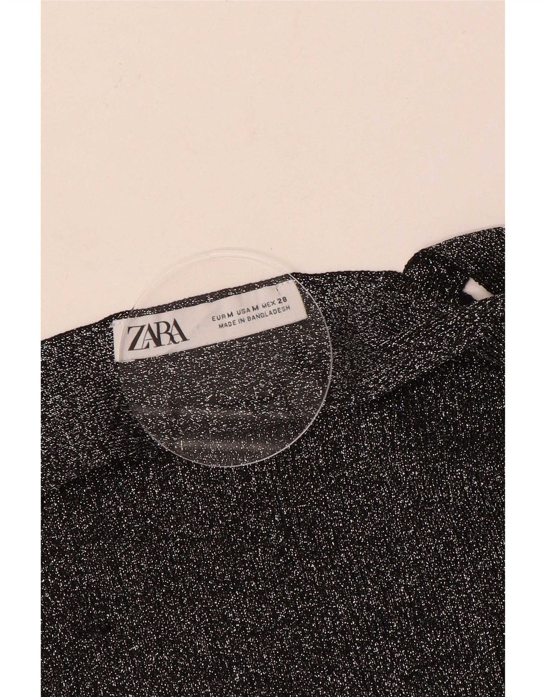 Zara Womens Crop Halter Top UK 12 Medium Black Flecked