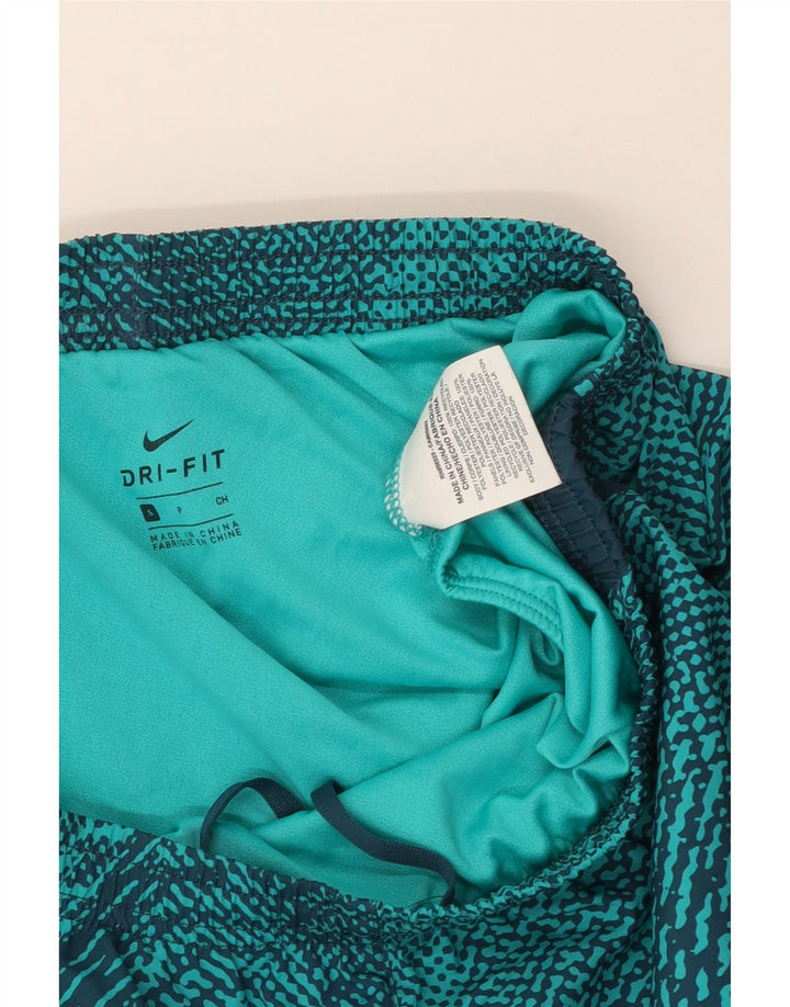NIKE Dri Fit sportsshorts til kvinder UK 10 Små blå geometrisk polyester