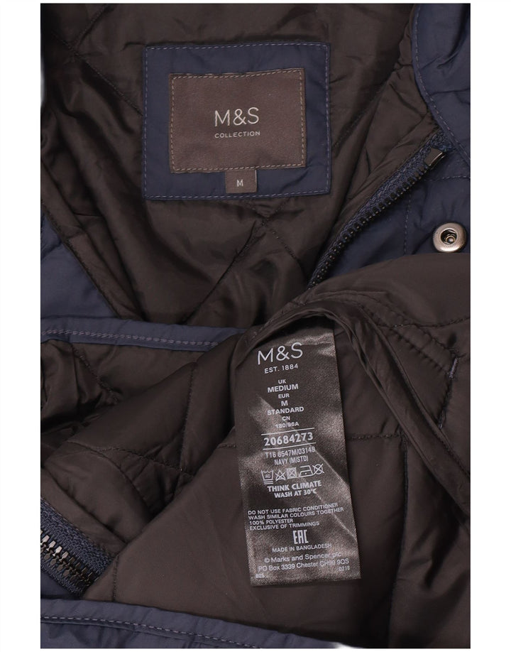 Marks & Spencer Herre quiltet jakke UK 38 Medium Navy Blue Polyester