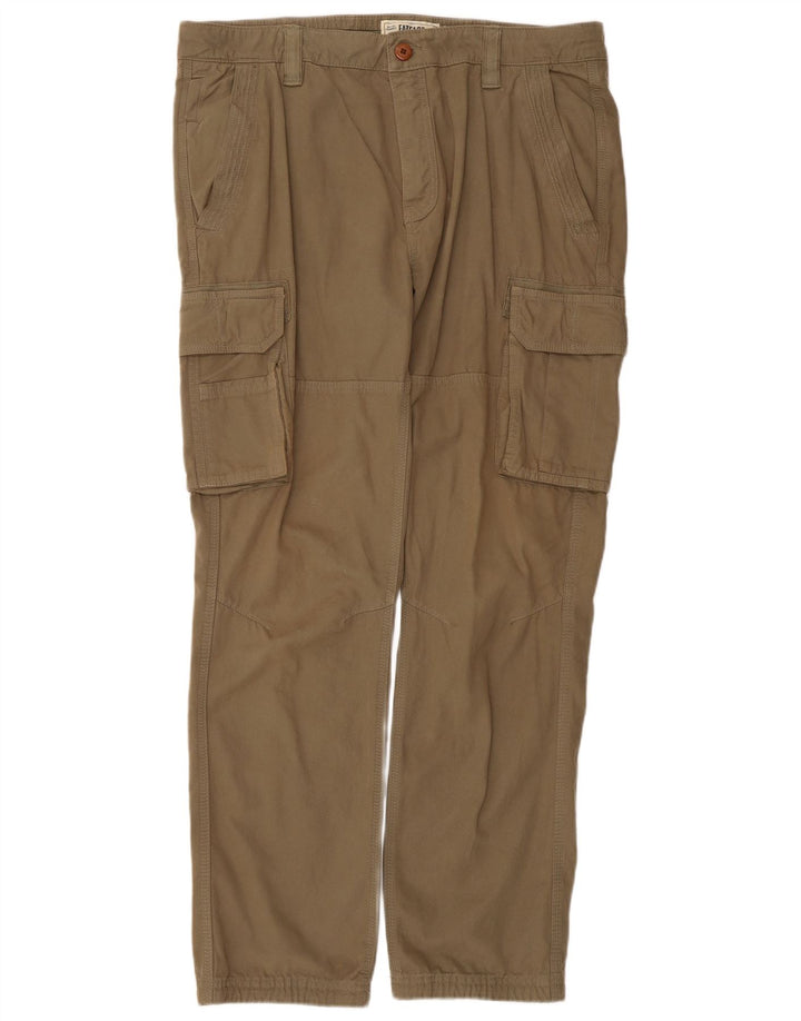 Fat Face Herre Straight Cargo Bukser W38 L30 Khaki Bomuld