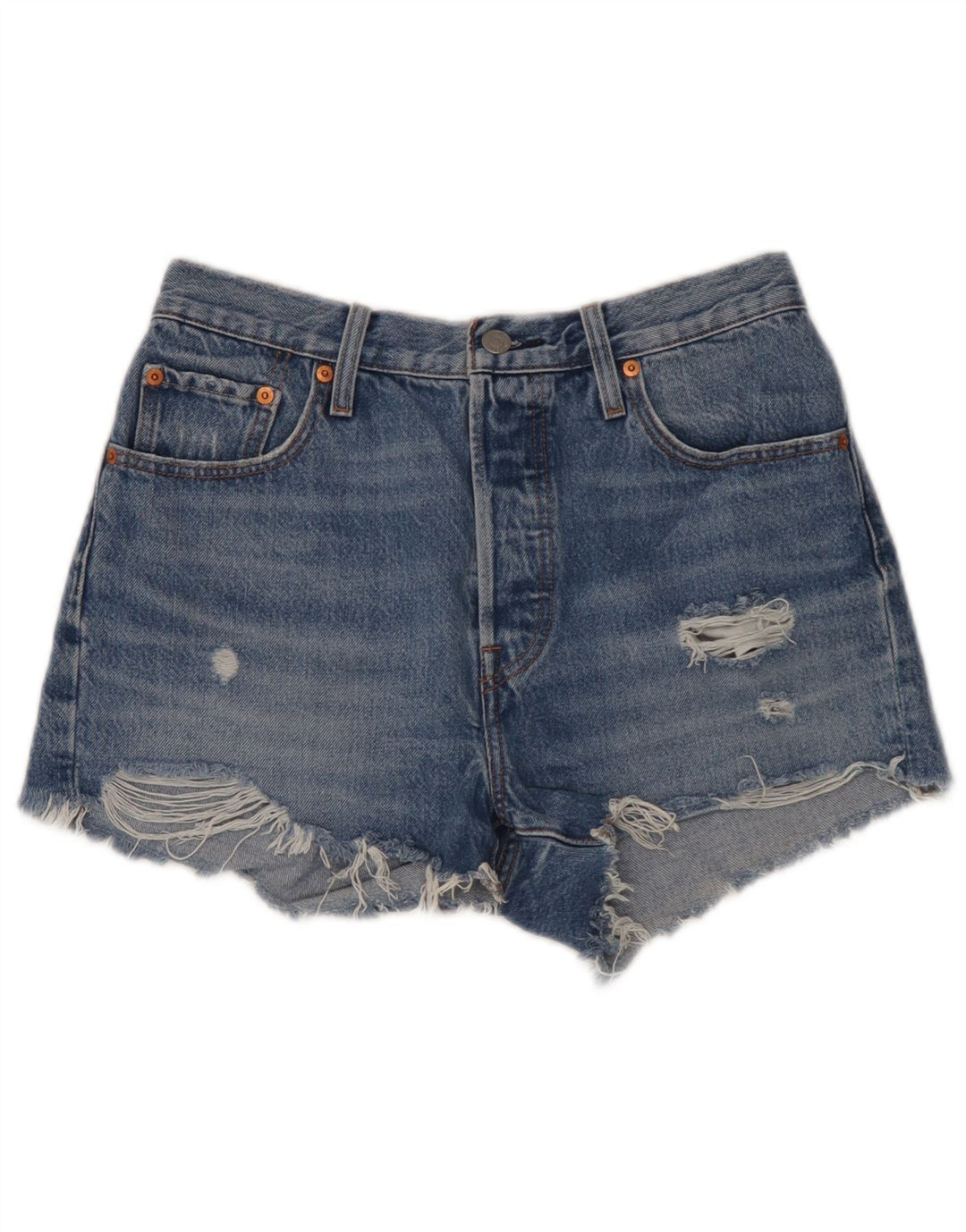 Levi's Womens 501 Distressed Denim Shorts W29 Medium Blue Bomuld