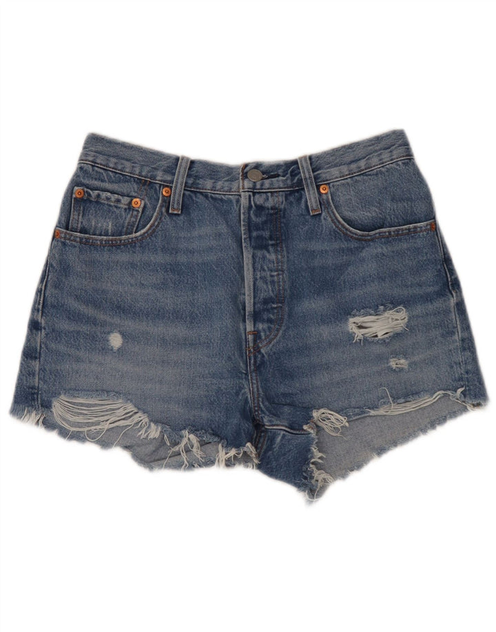 Levi's Womens 501 Distressed Denim Shorts W29 Medium Blue Bomuld