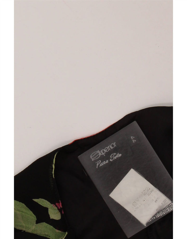 SUPERIOR Dame Slip Dress IT 44 Medium Sort Floral Silke