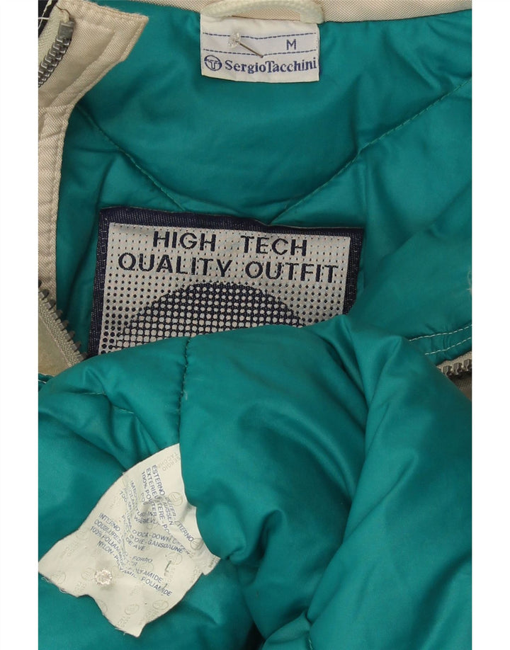 Sergio Tacchini Herre polstret jakke UK 38 Medium Off White Colourblock