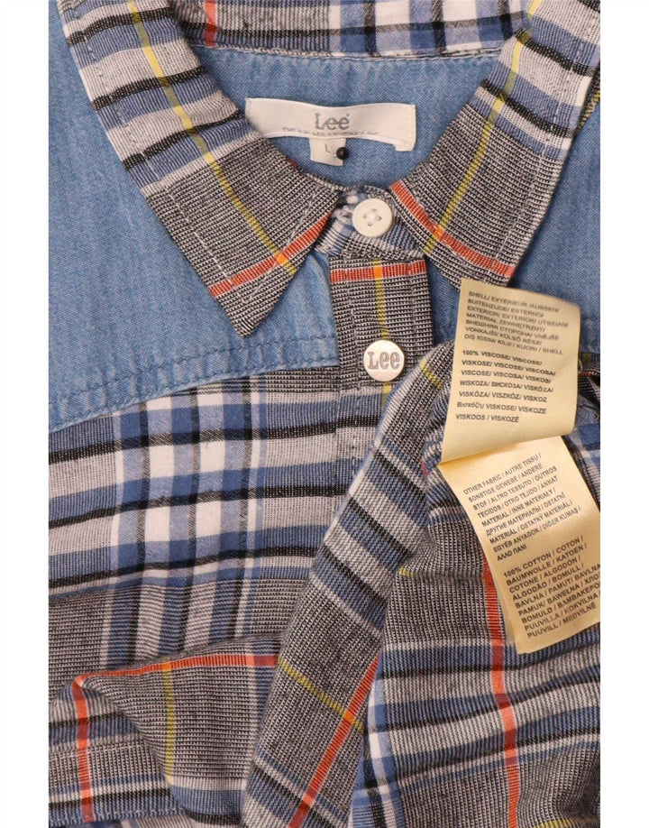 Lee Dame Flannel Shirt UK 16 Large Grey Plaid Viscose