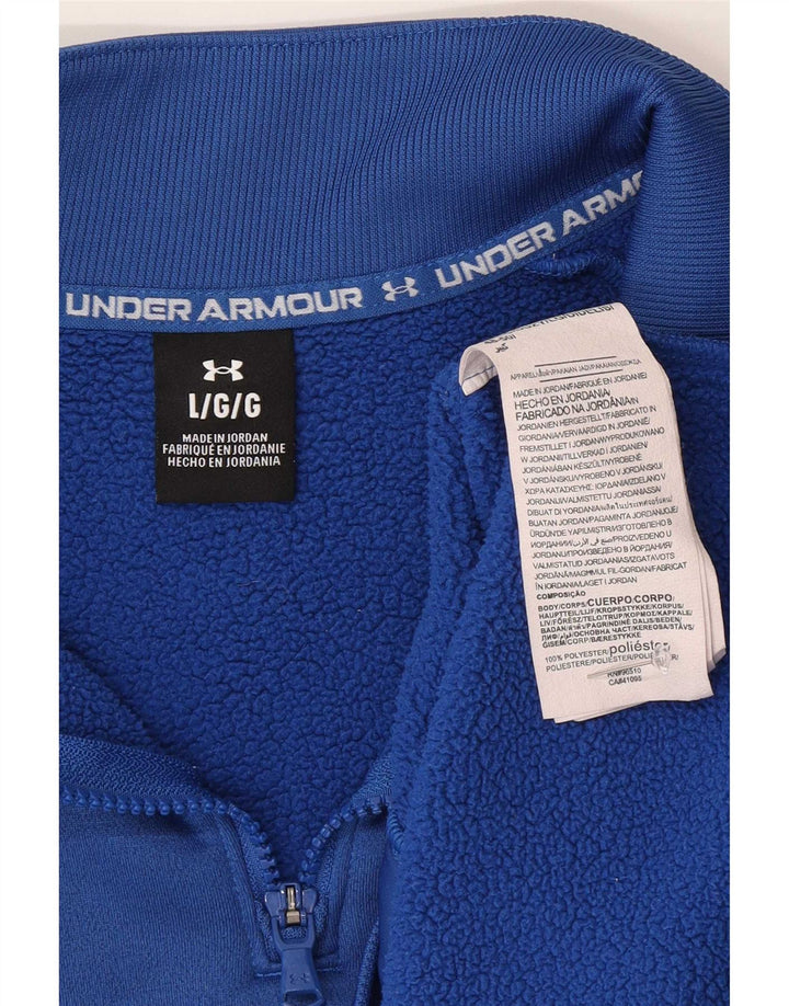 Under Armour Herre Crop Zip Neck Sweatshirt Jumper Large Blue Polyester
