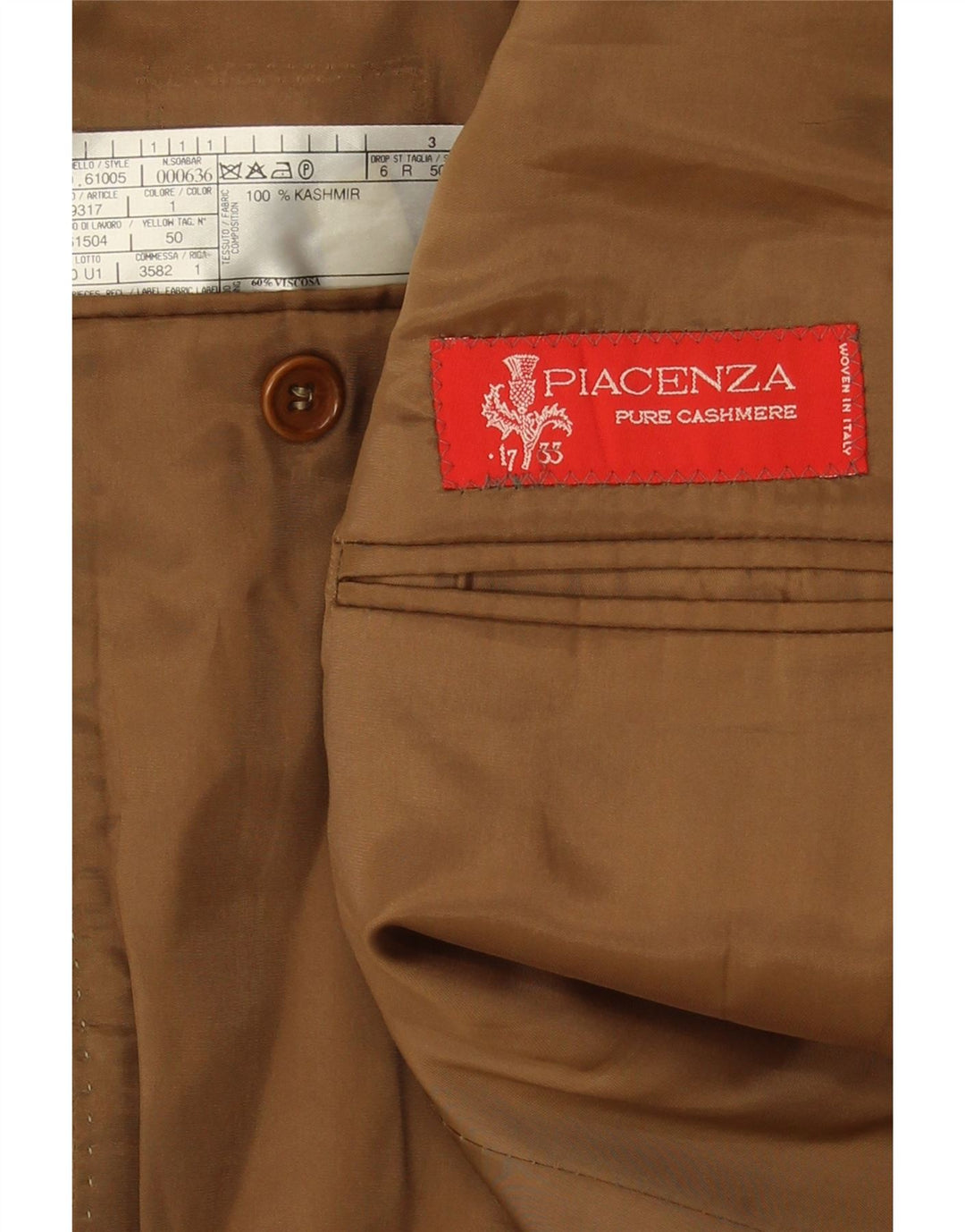 Piacenza Herre 3-knaps blazerjakke IT 50 Stor Beige Cashmere