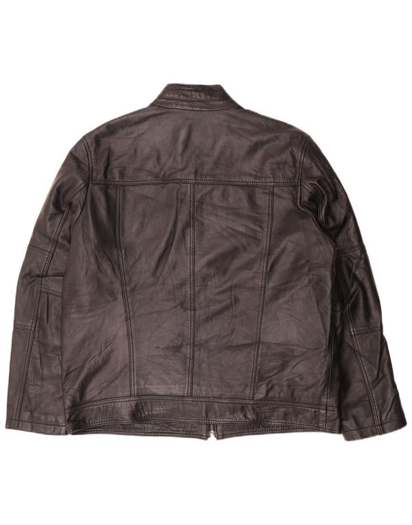 Derimod Expo Womens Leather Jacket UK 20 2XL Black Leather