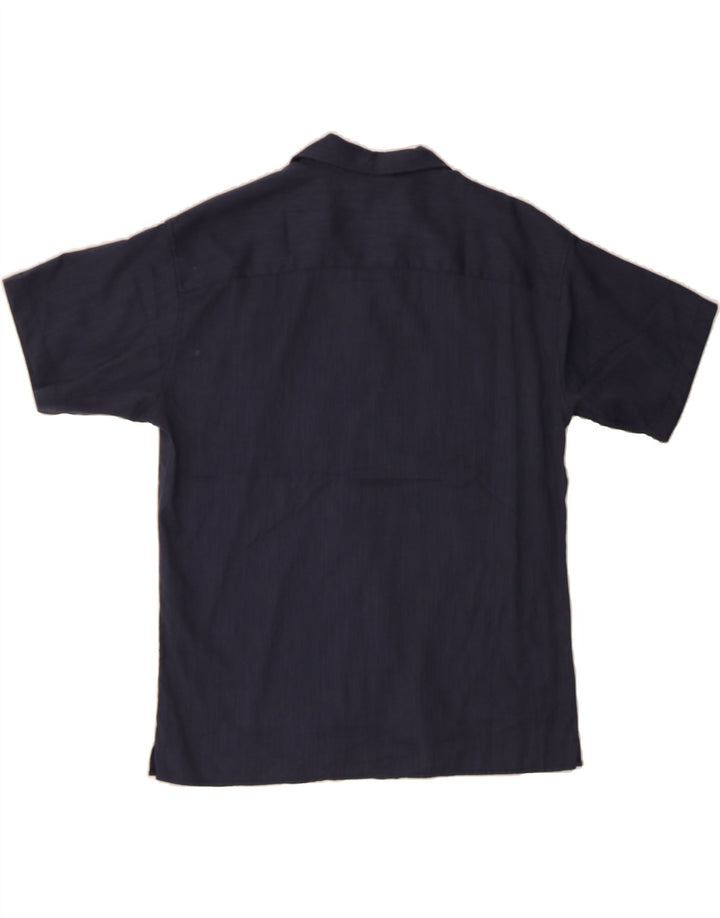 JACK & JONES Mens Short Sleeve Shirt Medium Navy Blue Lyocell Vintage Jack & Jones and Second-Hand Jack & Jones from Messina Hembry 