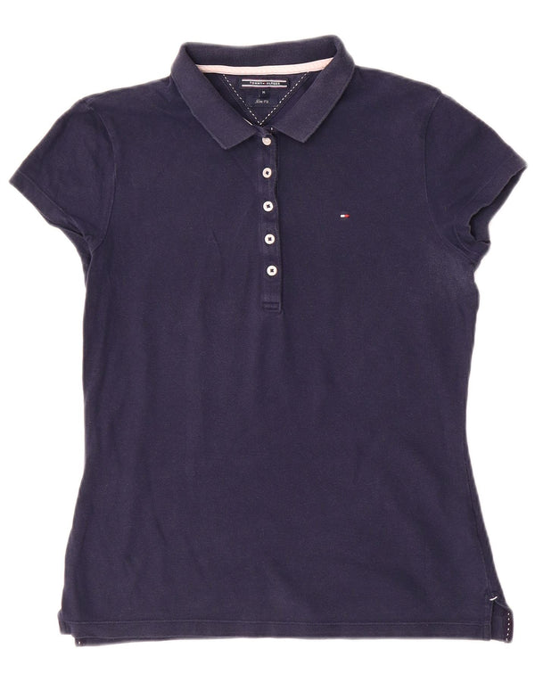 Tommy Hilfiger Dame Slim Fit Polo Shirt UK 12 Medium Navy Blue Bomuld