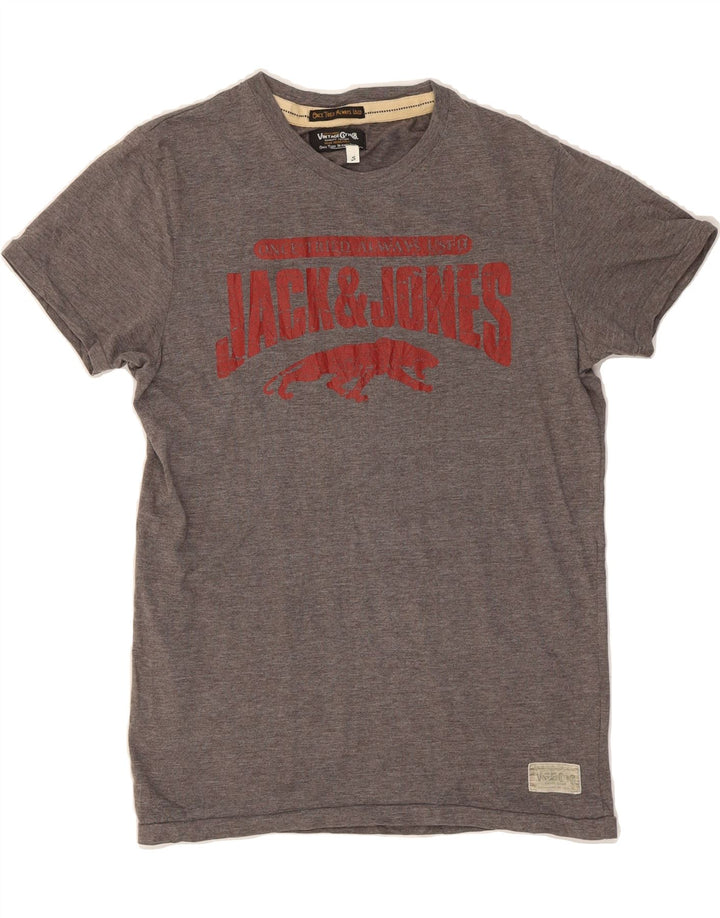 JACK & JONES Mens Graphic T-Shirt Top Small Grey Cotton Vintage Jack & Jones and Second-Hand Jack & Jones from Messina Hembry 