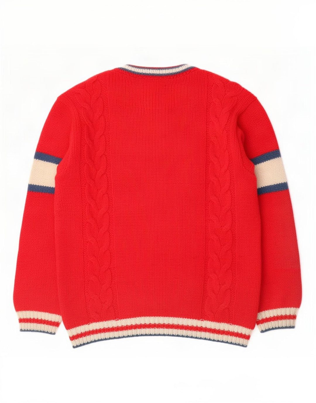 Foxhound Herre grafisk V-hals sweater Medium Rød Colourblock