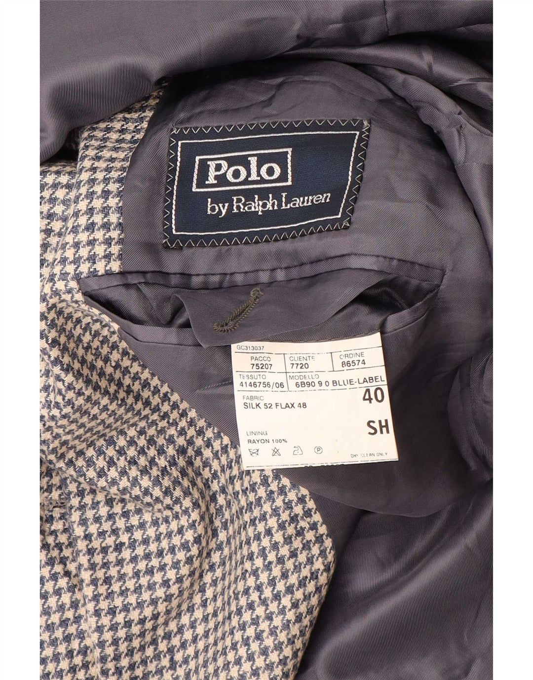 Polo Ralph Lauren Herre 3-knaps blazerjakke UK 40 Medium Blue Houndstooth