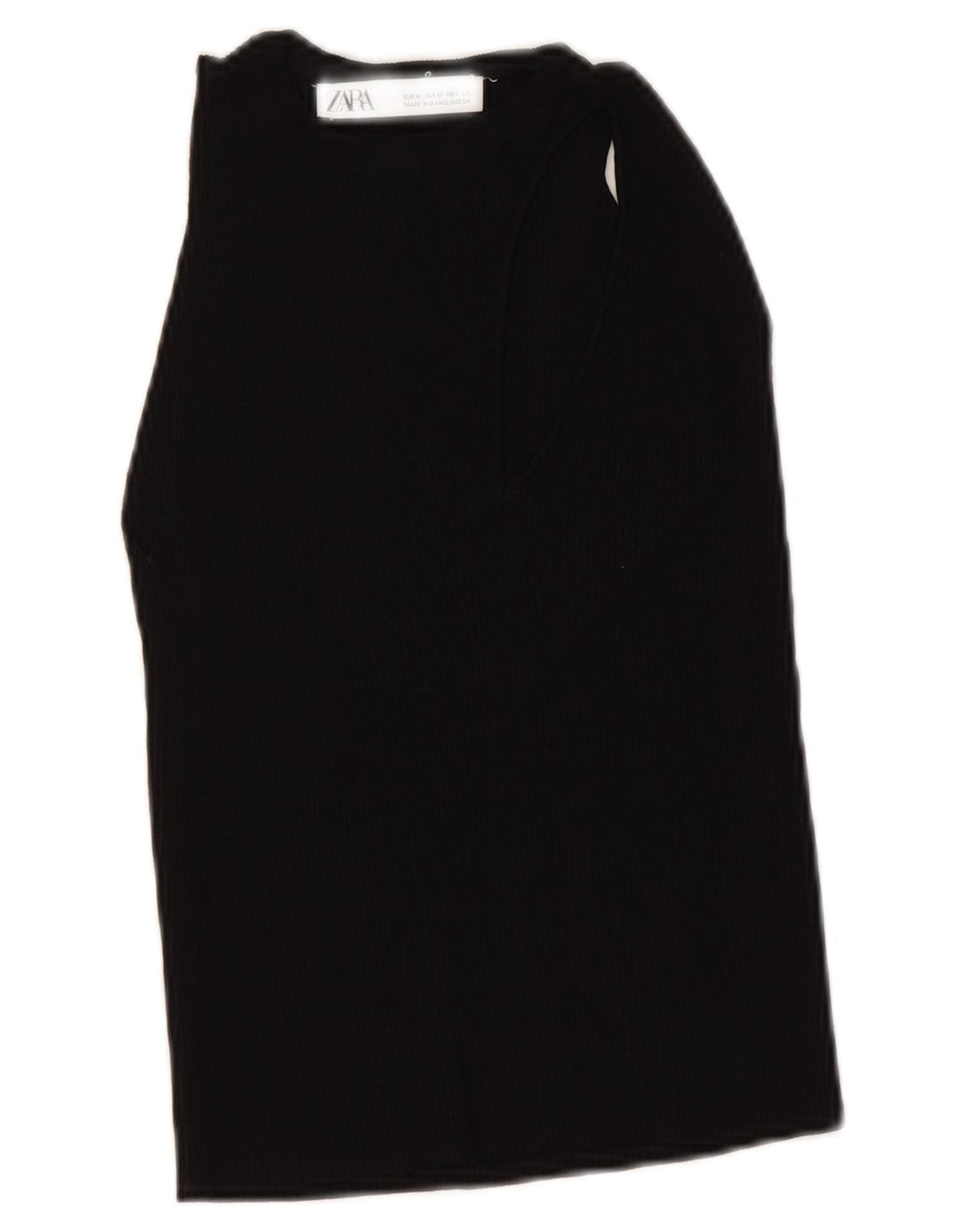 Zara Womens Crop Vest Top UK 12 Medium Black